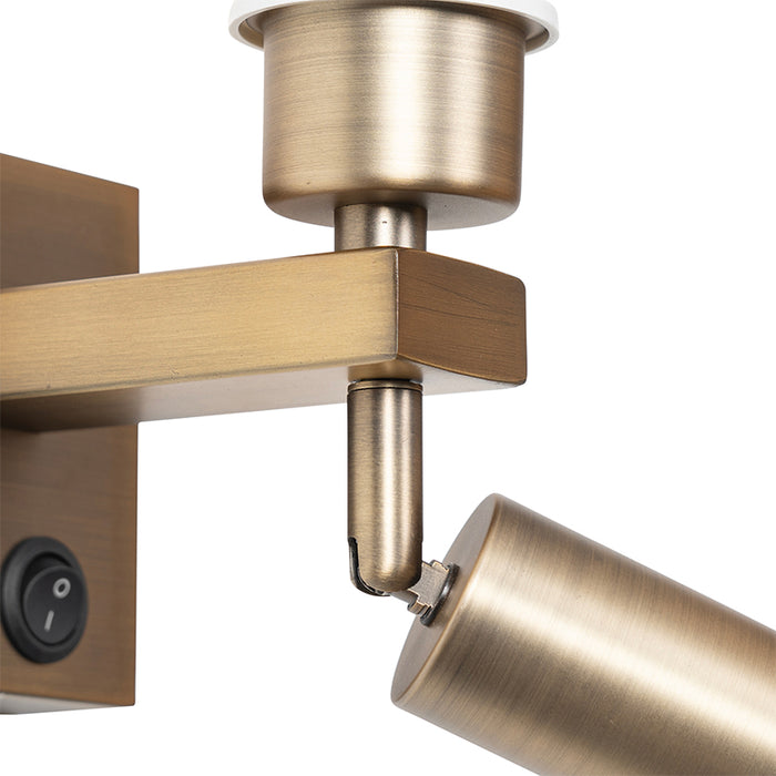 QAZQA Moderne wandlamp brons met leeslamp - Brescia