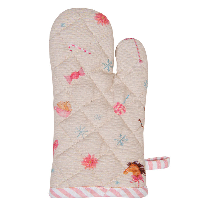 Clayre & Eef Ovenwant 18x30 cm Beige Roze Katoen Notenkraker