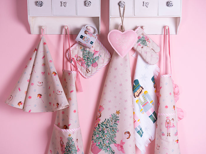 Clayre & Eef Ovenwant 18x30 cm Beige Roze Katoen Notenkraker