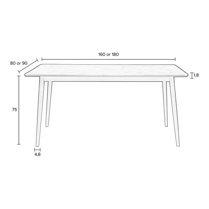 by fonQ Fabio Eettafel Visgraat - 180 x 90 cm - Zwart