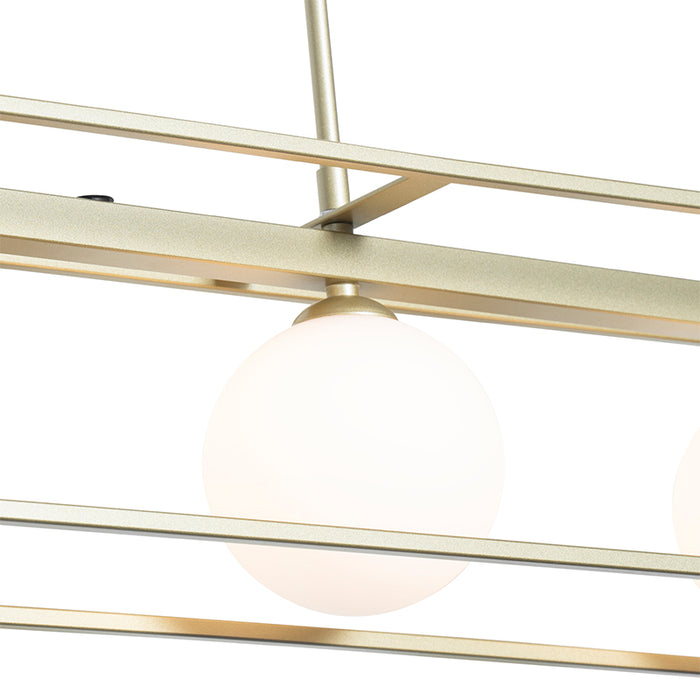QAZQA Design hanglamp goud met wit glas 4-lichts - Aniek