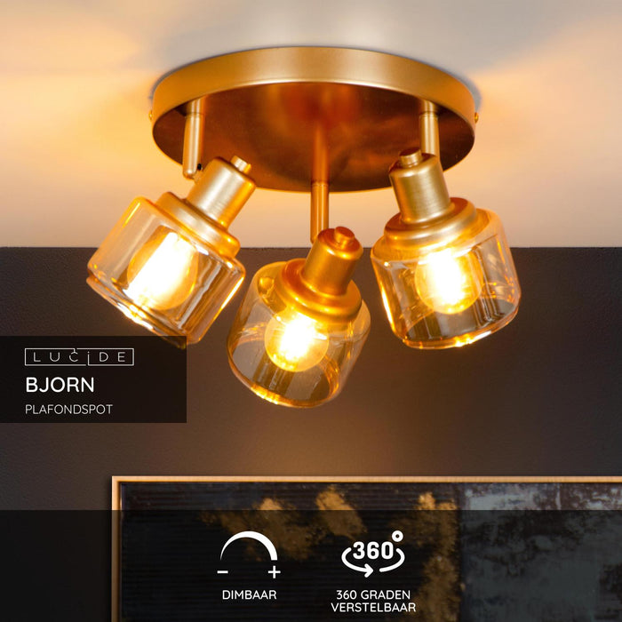 Lucide BJORN Plafondspot - Mat Goud | Messing