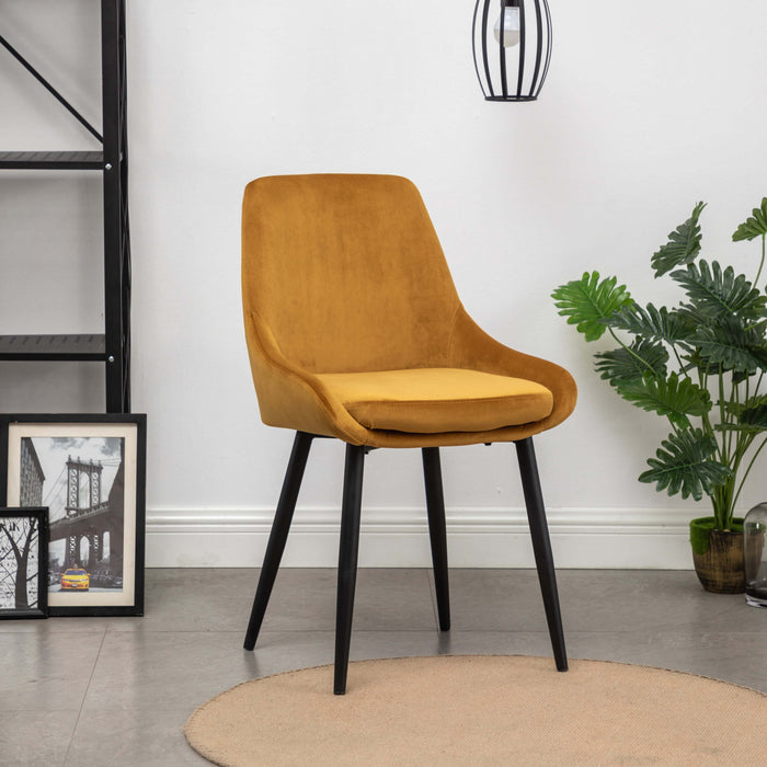 Furnihaus Eetkamerstoel Oscar - Velvet Geel - Set van 2