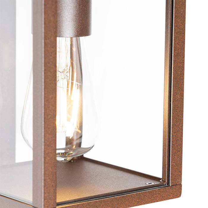 QAZQA Buiten wandlantaarn roestbruin met bewegingssensor IP44 -