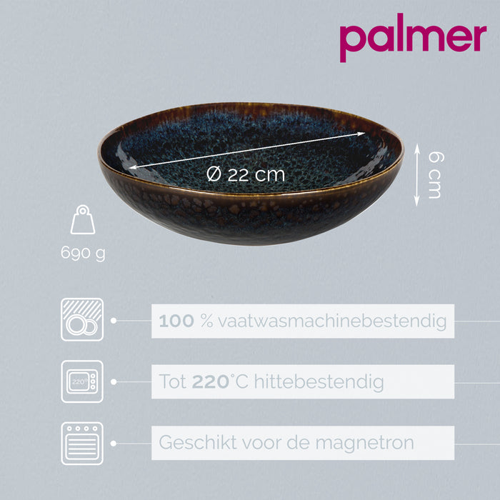 Palmer Bord diep Eccentric 22 cm Blauw Stoneware 2 stuks