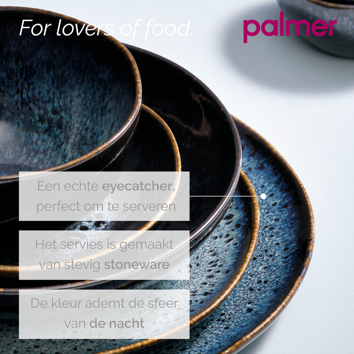Palmer Bord diep Eccentric 22 cm Blauw Stoneware 2 stuks