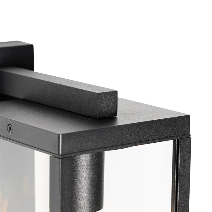 QAZQA Buiten wandlantaarn zwart met bewegingssensor IP44 - Charlois