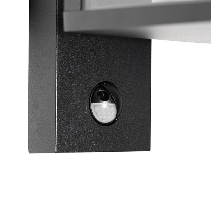 QAZQA Buiten wandlantaarn zwart met bewegingssensor IP44 - Charlois