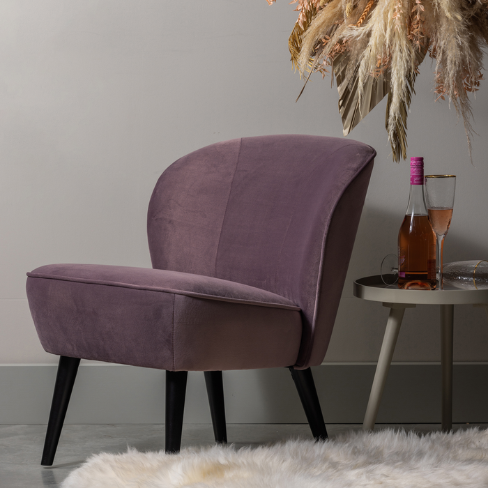 WOOOD Sara Fauteuil - Velvet - Warm Lila - 59x71x70