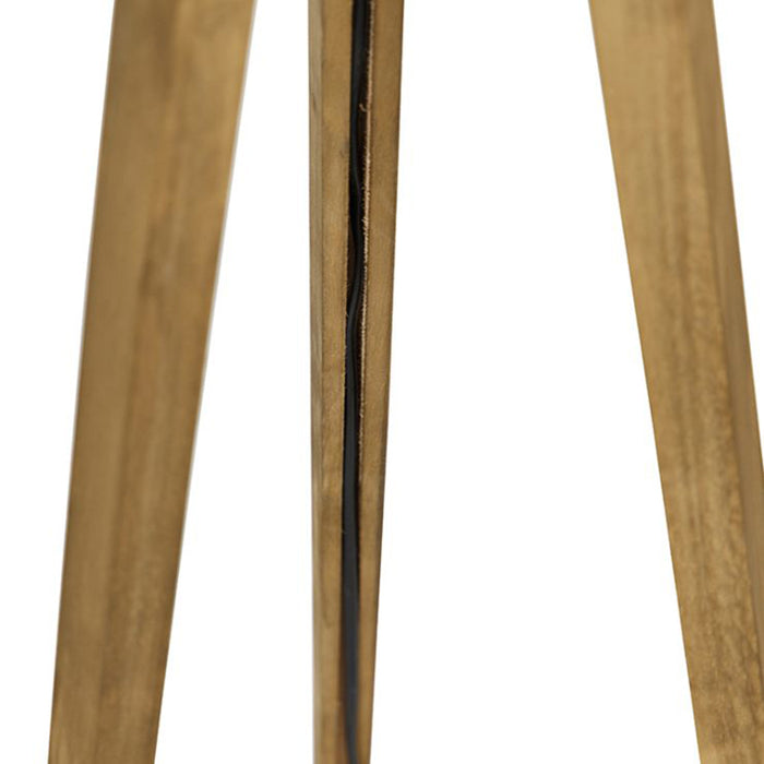 QAZQA Landelijke tripod vintage hout met linnen kap taupe 45 cm -