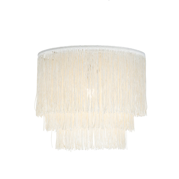 QAZQA Oosterse plafondlamp goud crème kap met franjes - Franxa