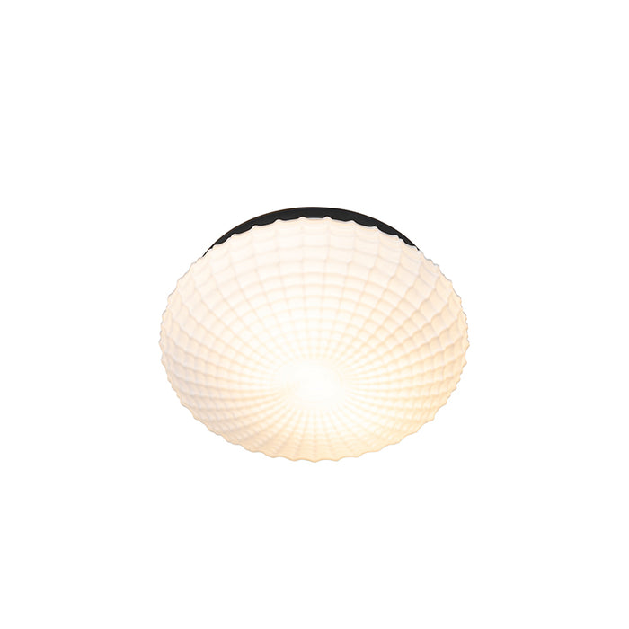 QAZQA Klassieke plafondlamp zwart met opaal glas 30 cm IP44 - Nohmi