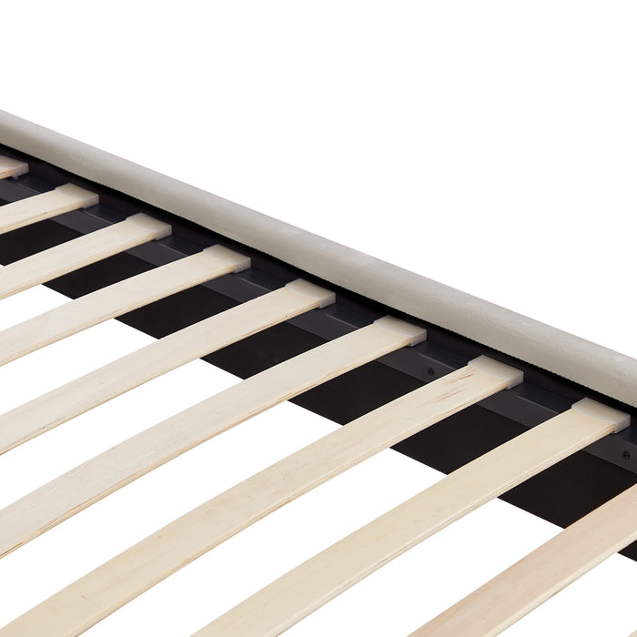 Beliani - LUNAN - Tweepersoonsbed - Taupe - 180 x 200 cm - Fluweel