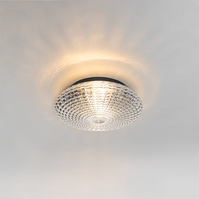 QAZQA Klassieke plafondlamp zwart met smoke glas 35 cm IP44 - Nohmi