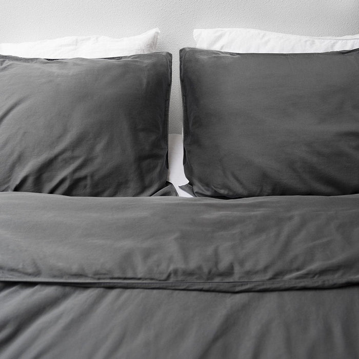 Van Morgen Overtrekset katoen satijn anthracite grey 200 x 220 cm