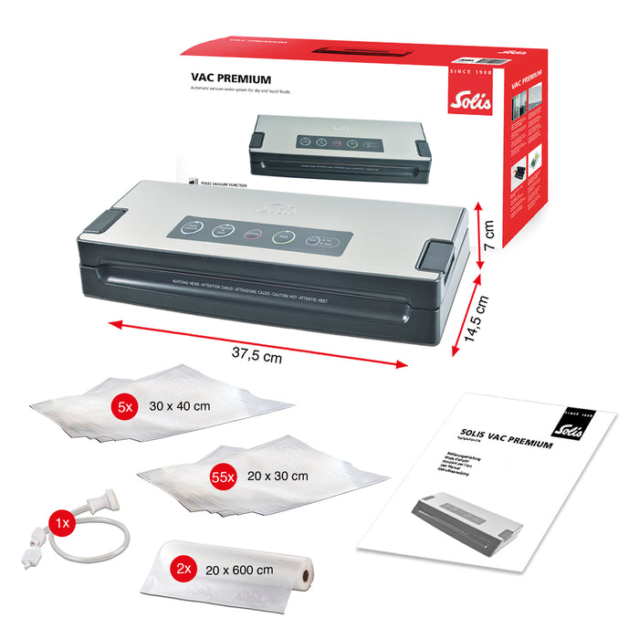 Solis Vac Premium 574 Vacumeermachine + 2 Vacuümollen + 50 Zakken