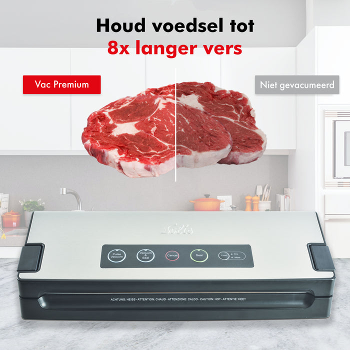 Solis Vac Premium 574 Vacumeermachine + 2 Vacuümollen + 50 Zakken