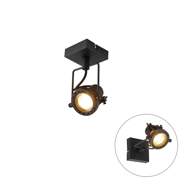 QAZQA Industriële spot zwart - Suplux