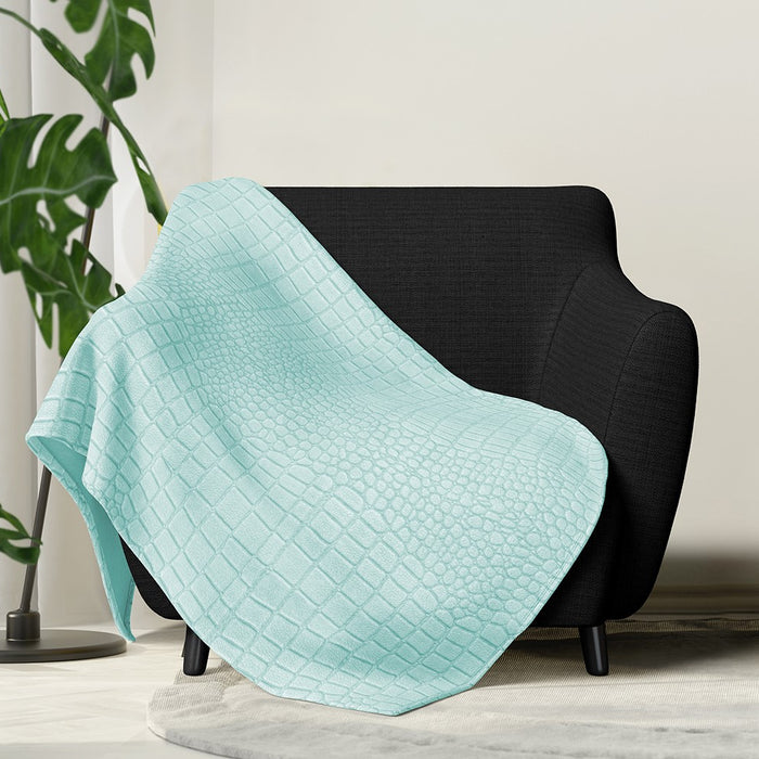 LINNICK Flanel Fleece Deken Croco - mint groen - 140x200cm