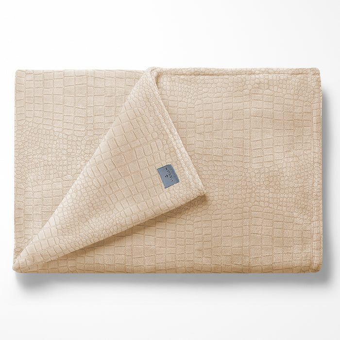 LINNICK Flanel Fleece Deken Croco - zand - 140x200cm