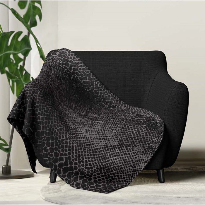 LINNICK Flanel Fleece Deken Snake - zwart|antraciet - 140x200cm