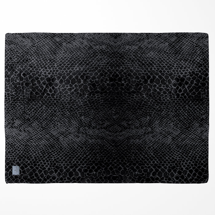 LINNICK Flanel Fleece Deken Snake - zwart|antraciet - 140x200cm
