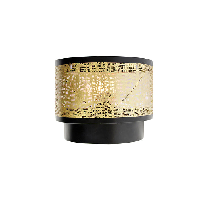 QAZQA Vintage wandlamp zwart met messing 30x25 cm - Kayleigh