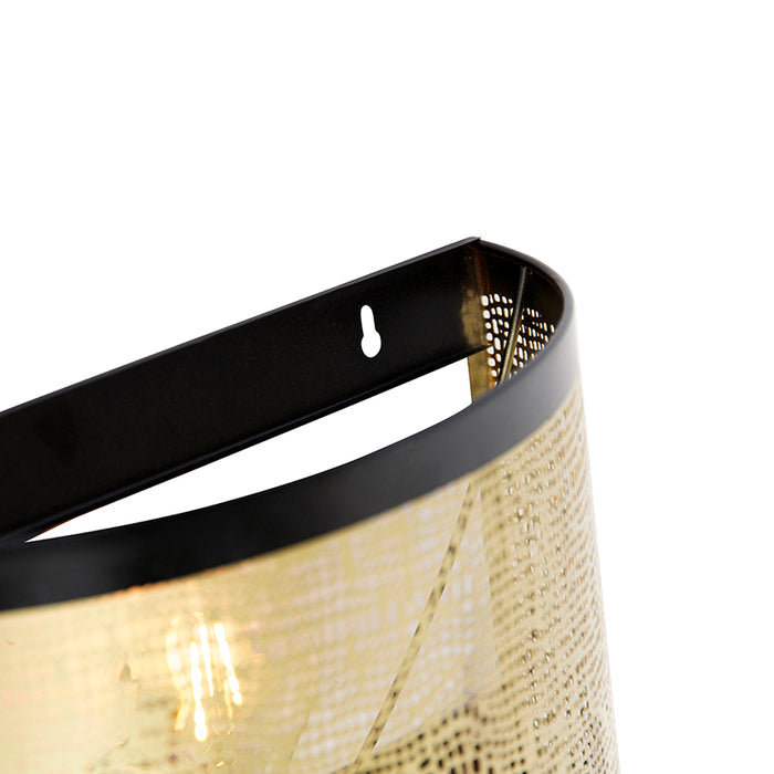 QAZQA Vintage wandlamp zwart met messing 30x25 cm - Kayleigh