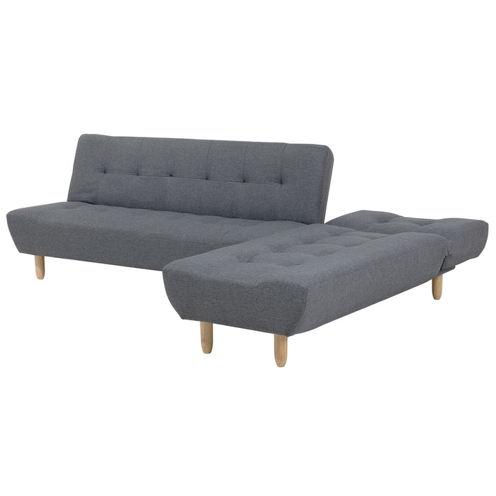 Beliani-ALSTEN-Hoekslaapbank-Donkergrijs-Links-257 cm-Polyester