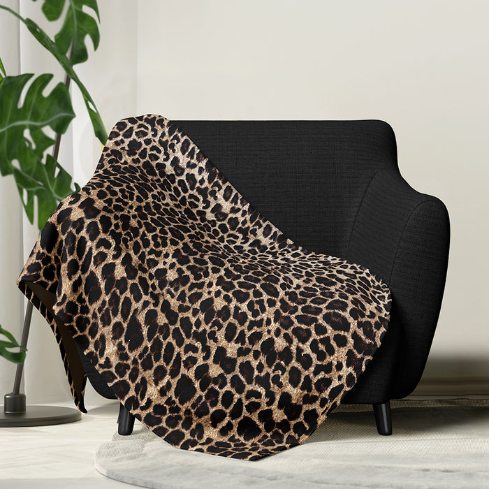 LINNICK Flanel Fleece Deken Leopard - bruin - 140x200cm