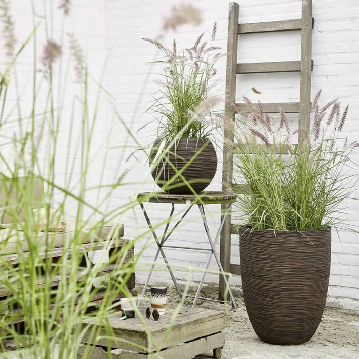 Capi Nature Rib Vaas elegant laag NL donkerbruin 36 x 47 cm