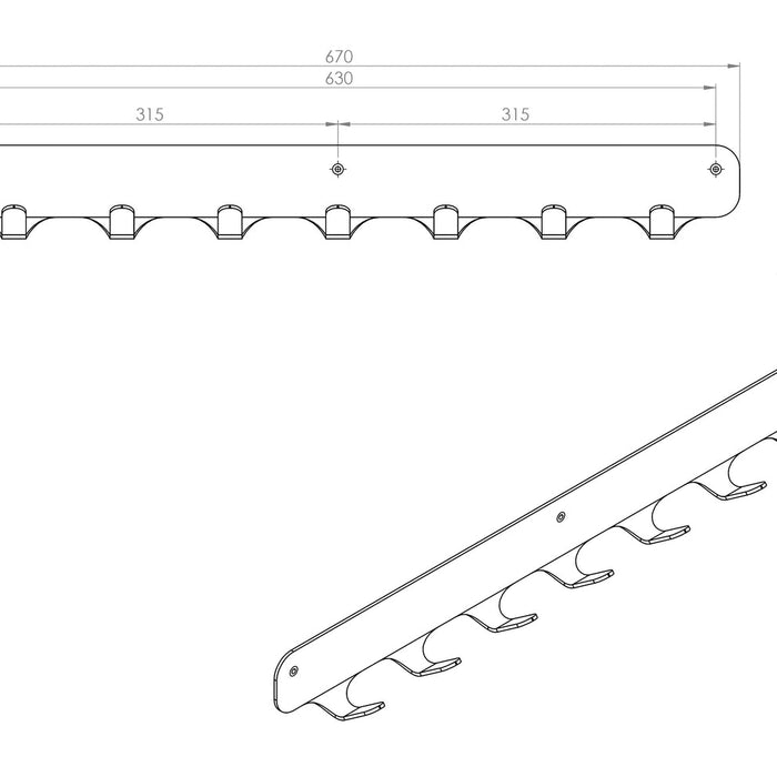 Gorillz Rounded Seven - Wandkapstok - 67 x 6 x 7,8 mm - Wit