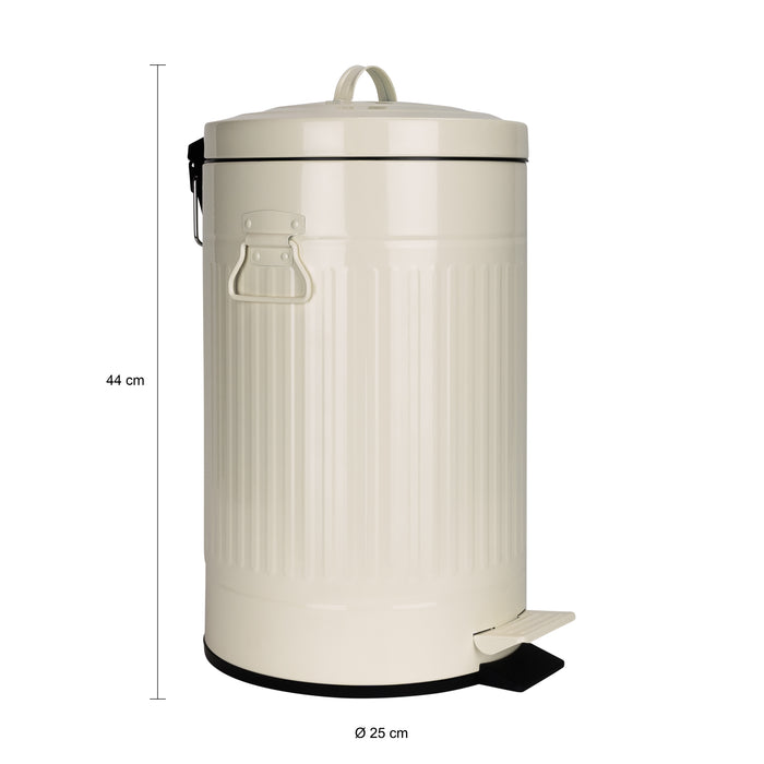 QUVIO Prullenbak retro - 12 L - Metaal - Beige