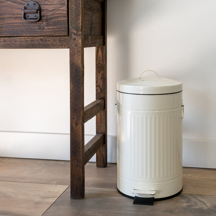 QUVIO Prullenbak retro - 12 L - Metaal - Beige