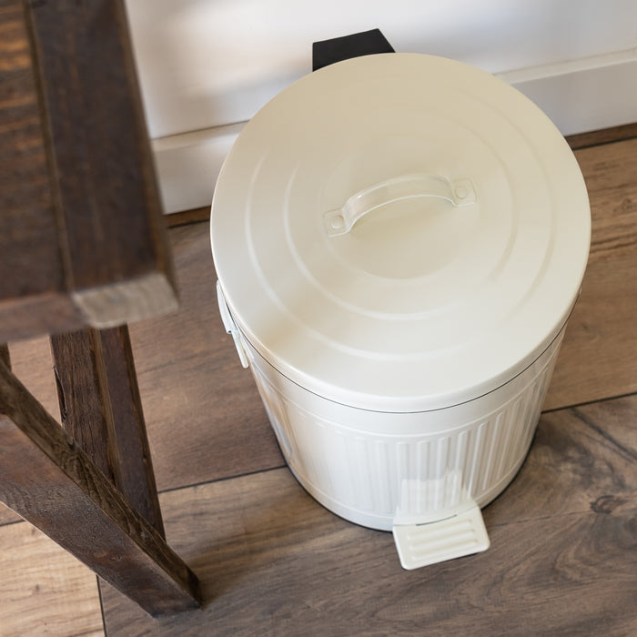 QUVIO Prullenbak retro - 12 L - Metaal - Beige