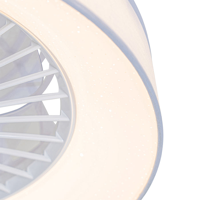QAZQA Plafondventilator wit met ster effect 47cm incl. LED dimbaar