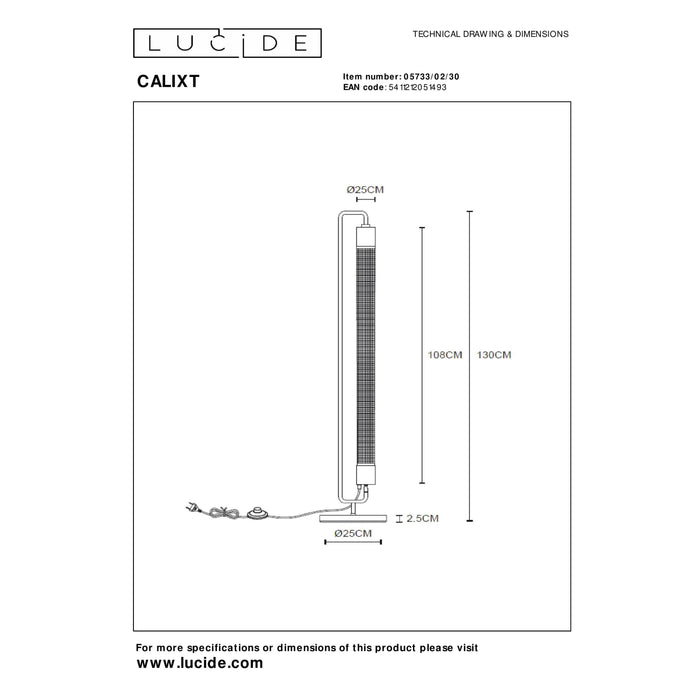 Lucide CALIXT Vloerlamp - Zwart