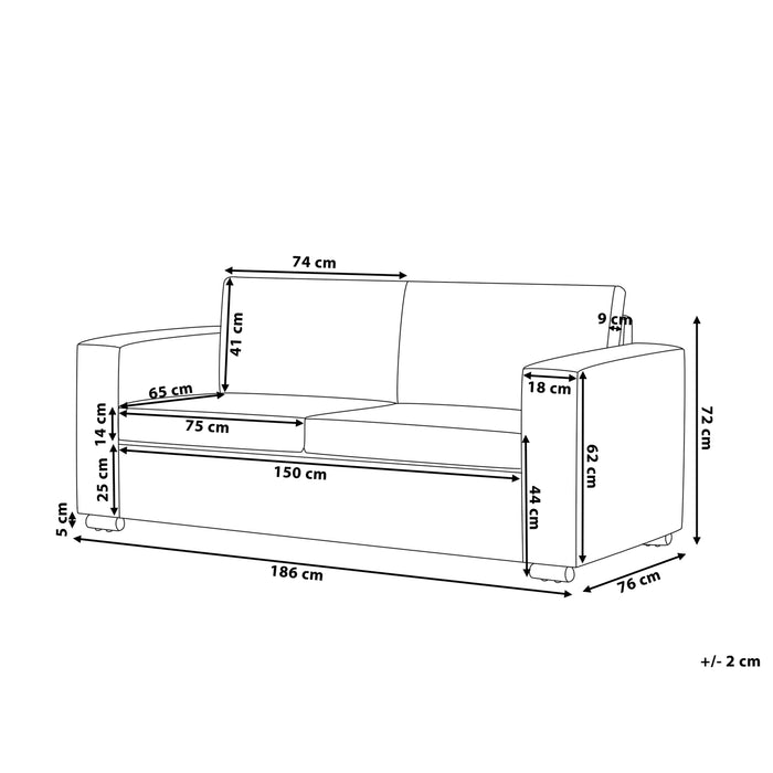 Beliani - HELSINKI - Driezitsbank - Zwart - Leer