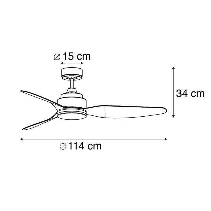 QAZQA LED Plafondventilator tramontane - Grijs - Modern - D 114cm