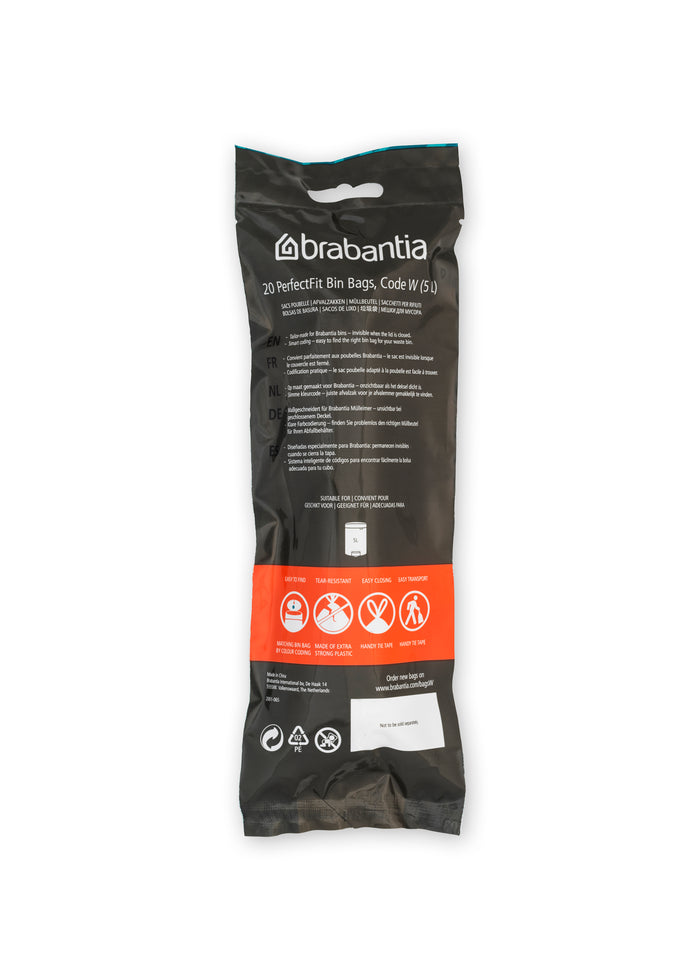 Brabantia Type W PerfectFit Afvalzak 5 Liter - 20 zakken