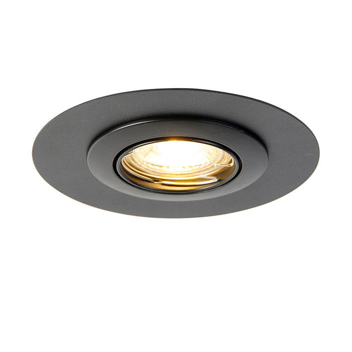 QAZQA Ronde inbouwspot zwart kantelbaar met opvulring - Edu