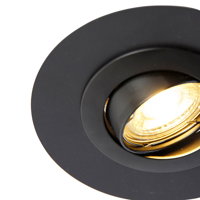 QAZQA Ronde inbouwspot zwart kantelbaar met opvulring - Edu