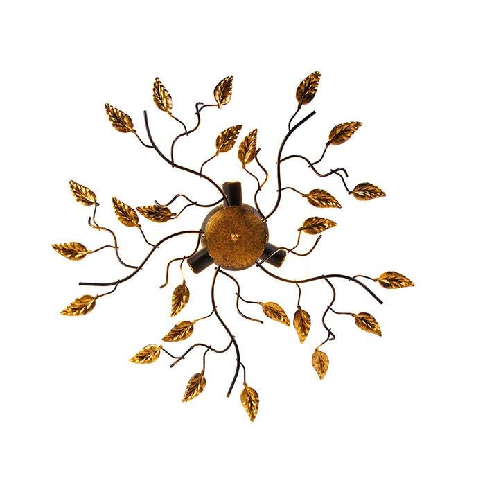 QAZQA Vintage plafondlamp zwart met goud 50 cm 3-lichts - Foglie