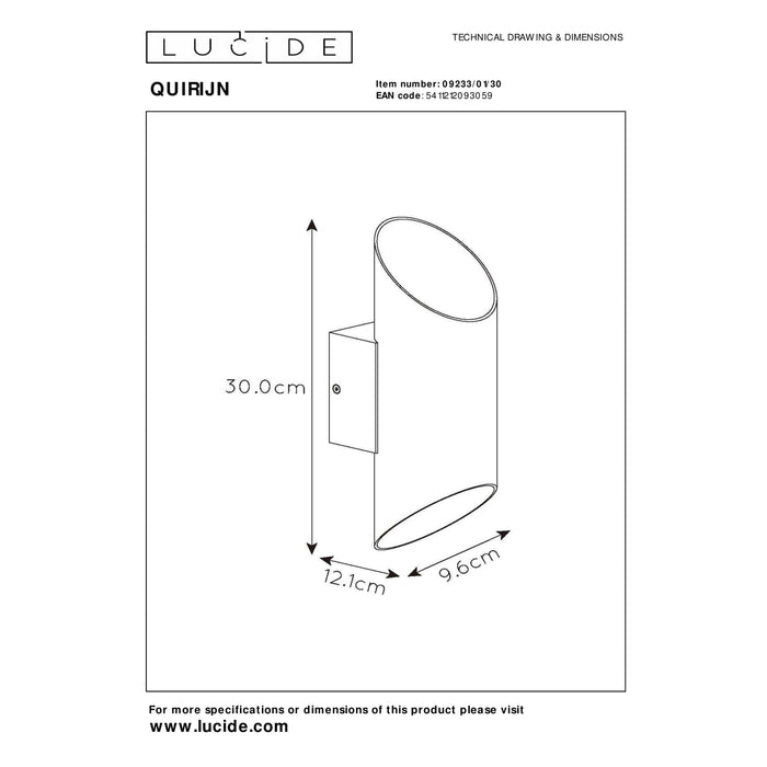 Lucide QUIRIJN Wandlamp - Zwart