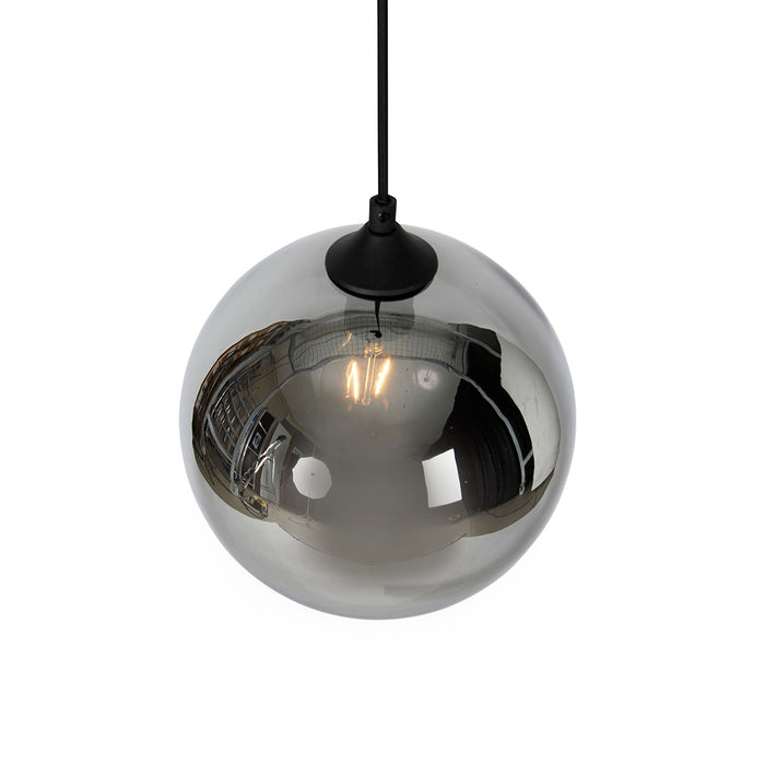 QAZQA Art deco hanglamp zwart met smoke glas - Wallace