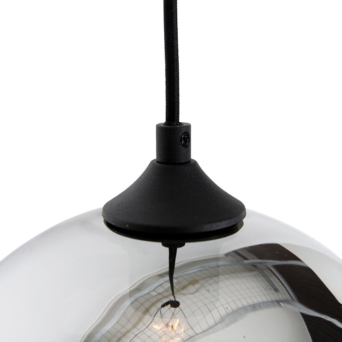 QAZQA Art deco hanglamp zwart met smoke glas - Wallace