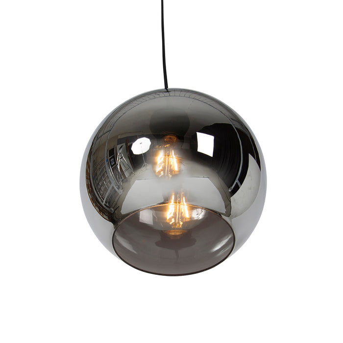 QAZQA Art deco hanglamp zwart met smoke glas - Wallace