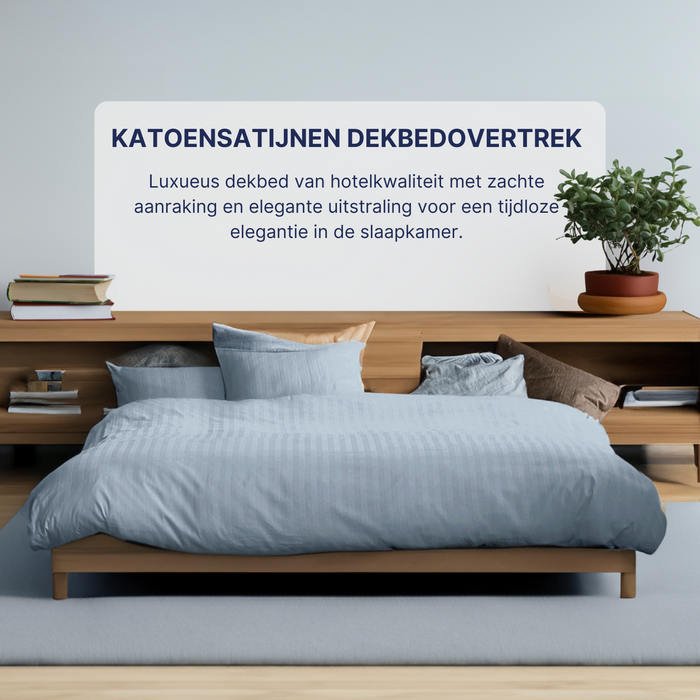 Ten Cate Katoensatijnen Dekbedovertrek - 200x200|220 - Licht Blauw
