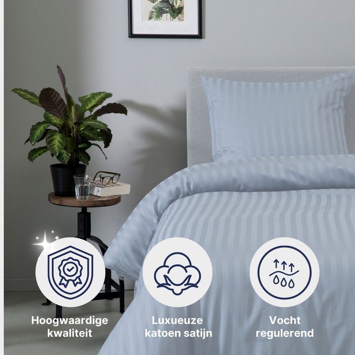 Ten Cate Katoensatijnen Dekbedovertrek - 200x200|220 - Licht Blauw