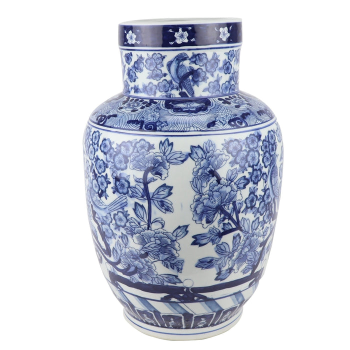 Fine Asianliving Chinese Vaas Blauw Wit Porselein